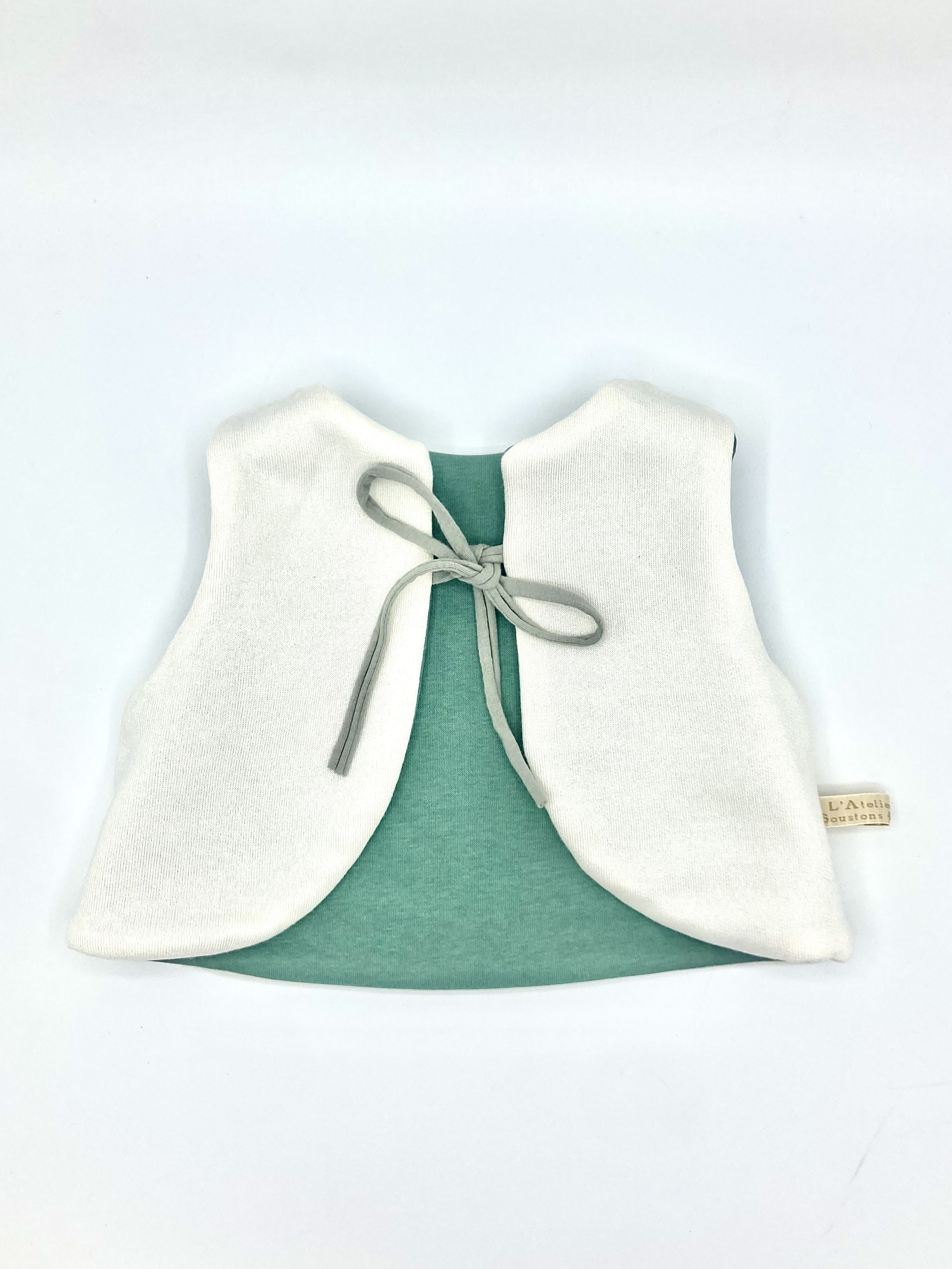 gilet berger boléro vert jade coton bambou naturel