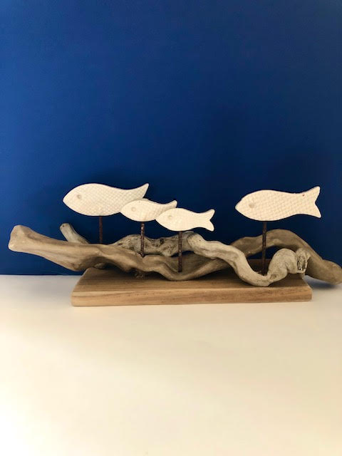 quatuor poissons cérammique blanc fond de mer3