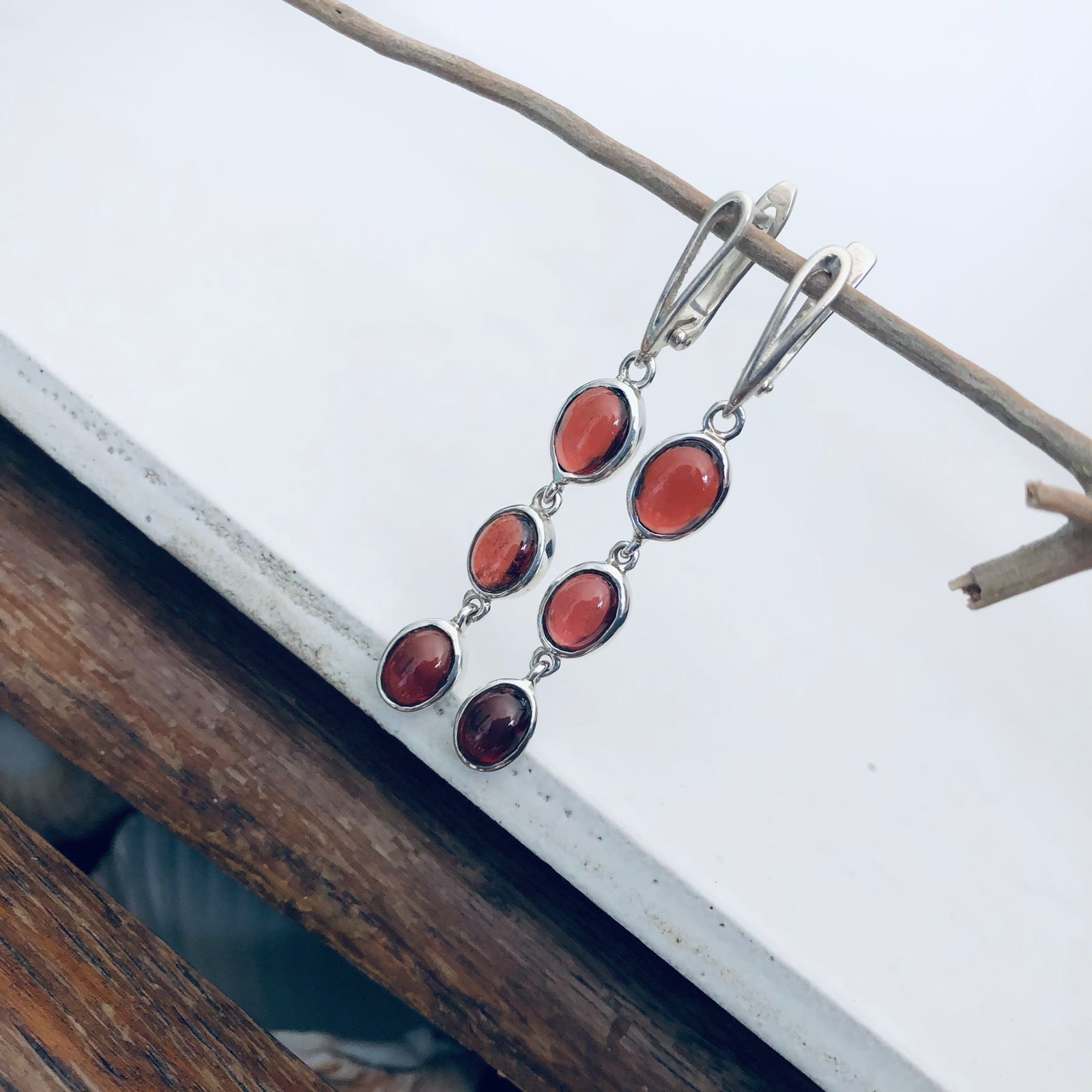Boucles d\'oreilles Argent 925 & Grenat