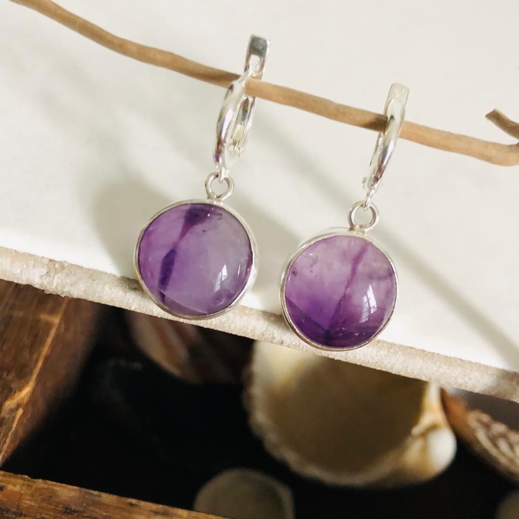 boucle oreille argent améthyste violet artisanal landes
