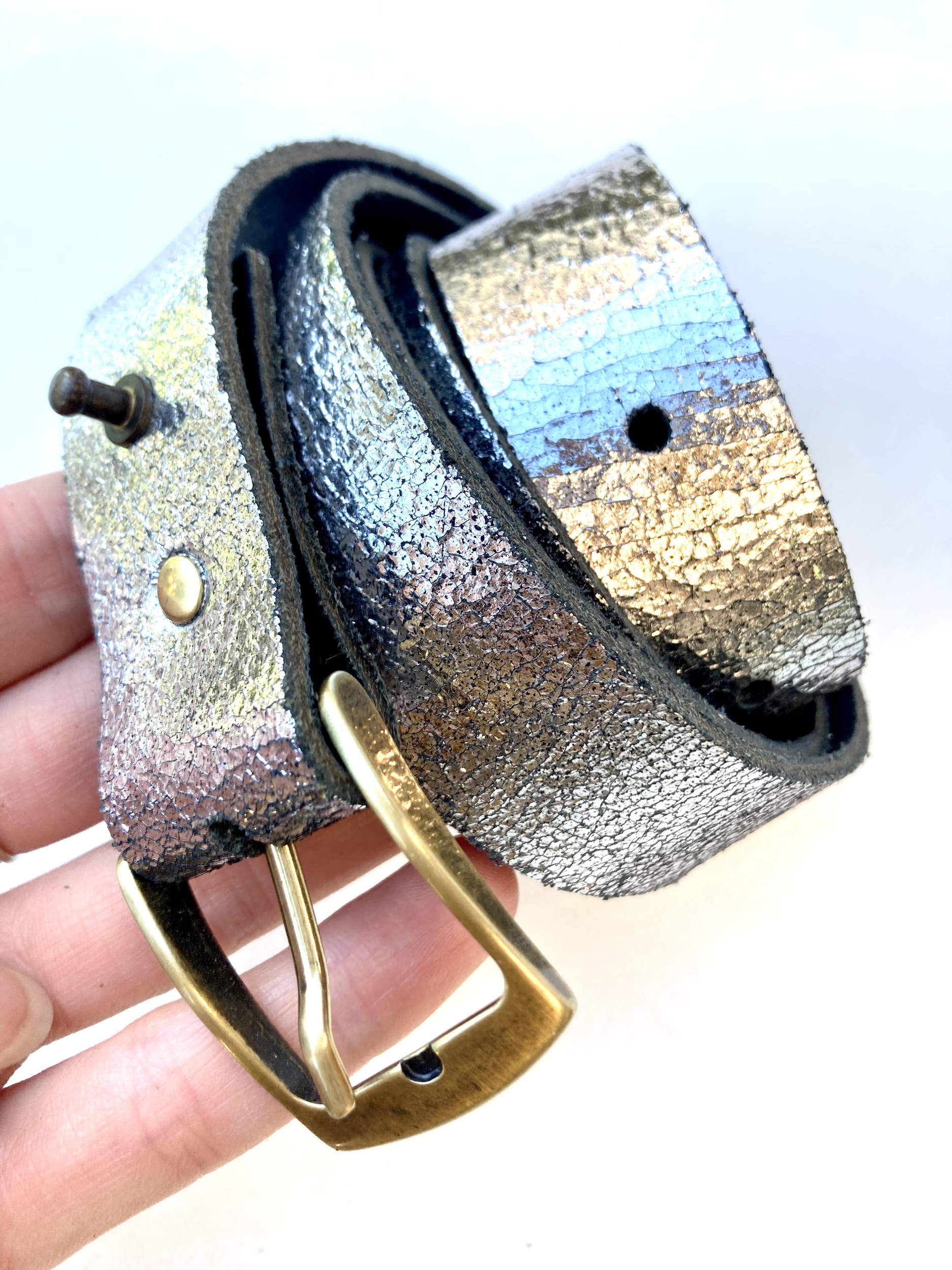 Ceinture en cuir - argent noir