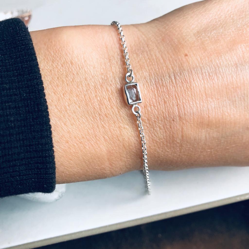 Bracelet chaînette Argent 925 & Aiguemarine