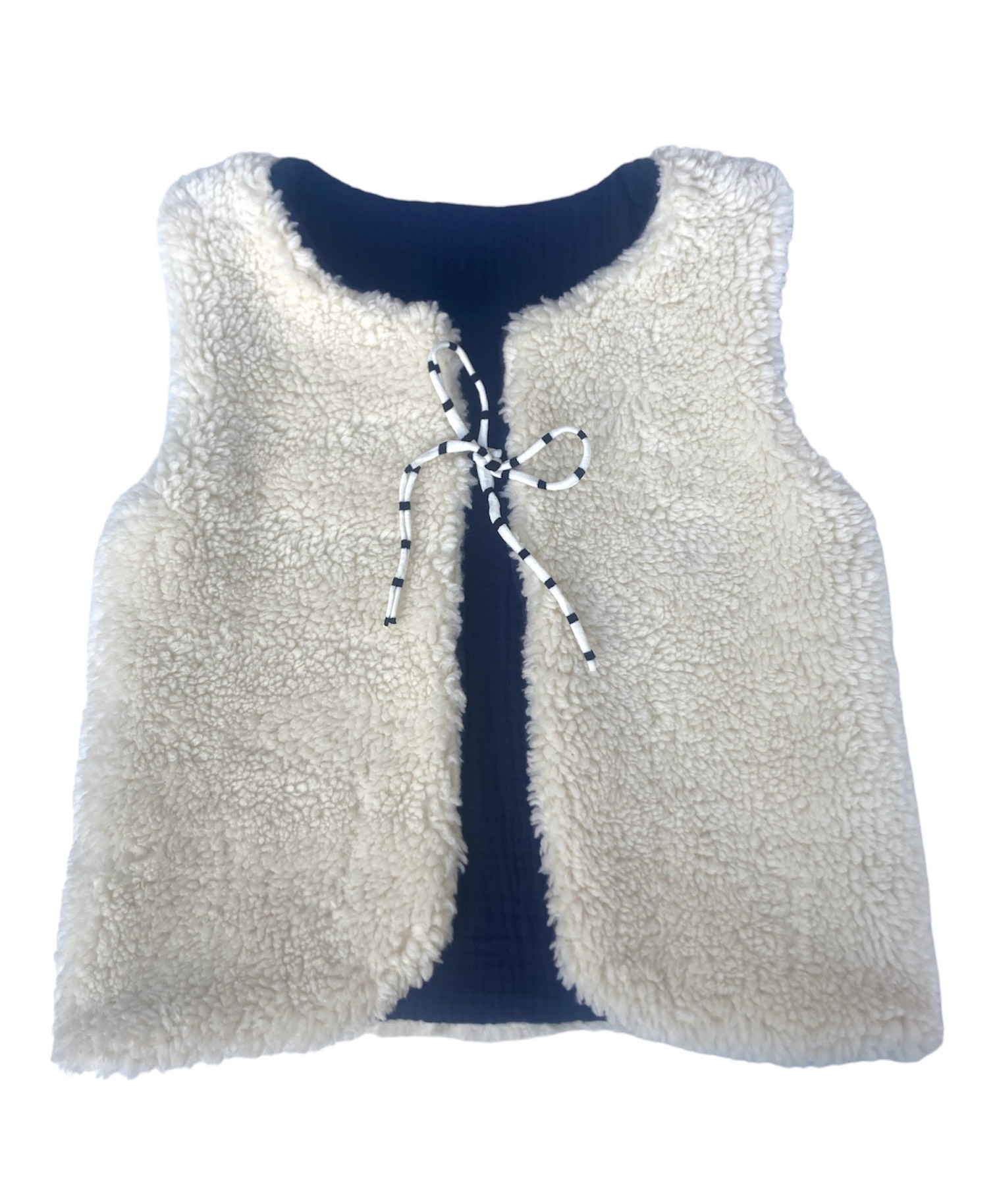 Gilet de berger réversible en coton biologique - Marine - 7ans