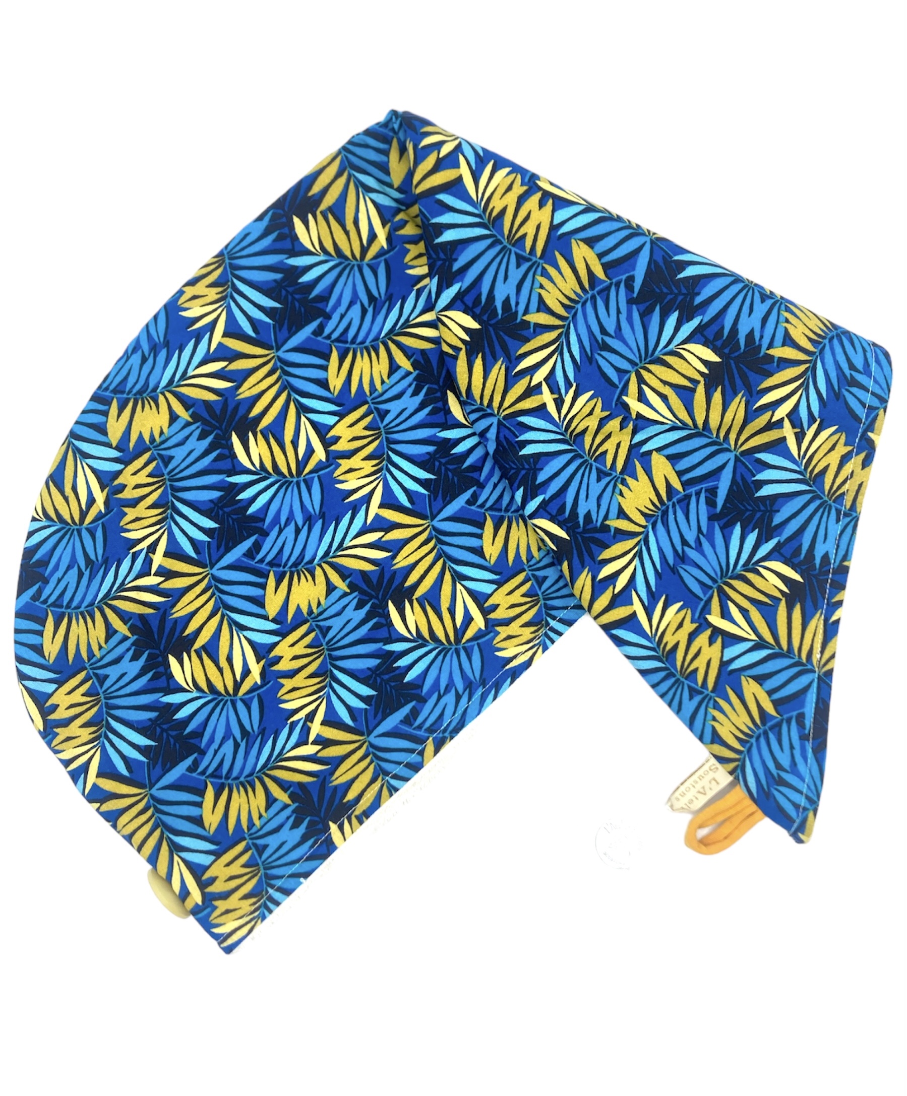 turban bain eponge bambou seche cheveux artisanal france palmes jaune moutarde bleu