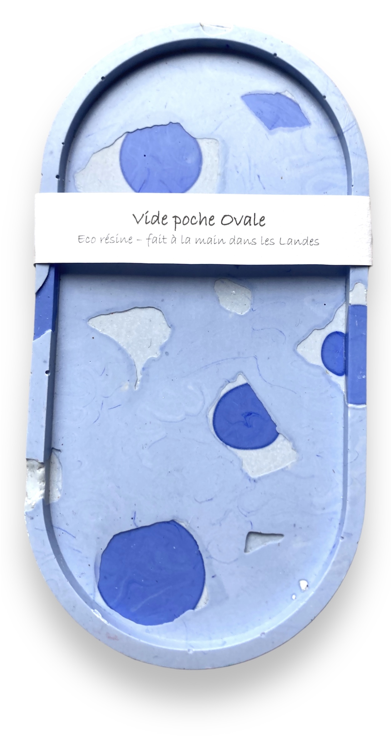 vide poche jesmonite bleu jean artisanal inclusions
