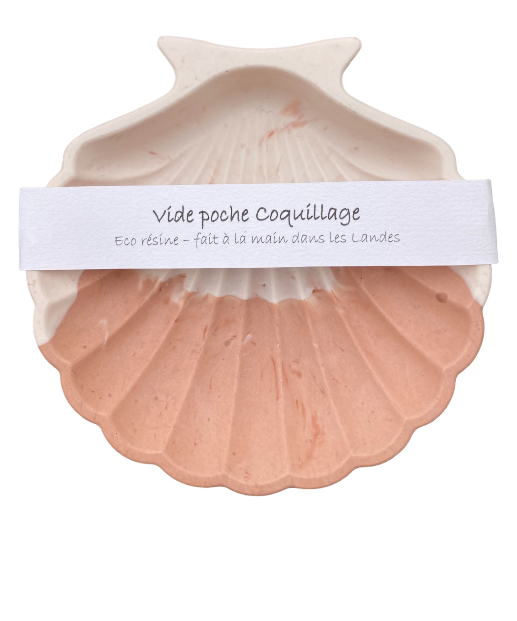 vide poche jesmonite coquille bicolore corail artisanal