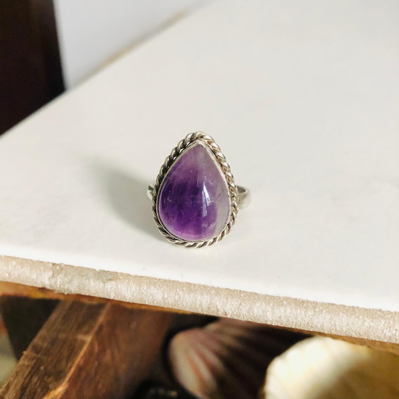 bague amethyste goutte artisanale france argent