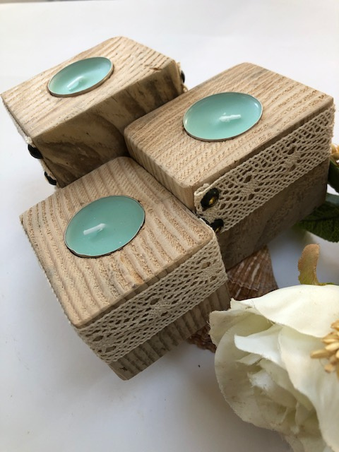 bougeoir trio cubes palette dentelle artisanal