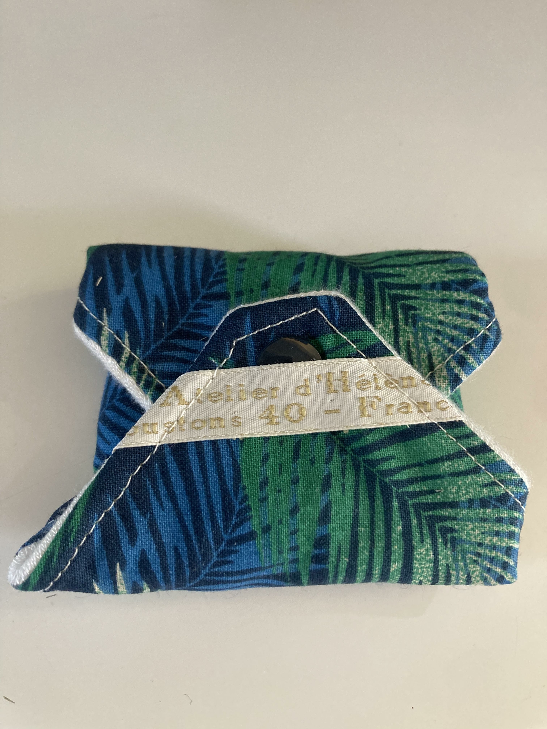 serviette hygiénique bambou coton lavable feuillages bleu