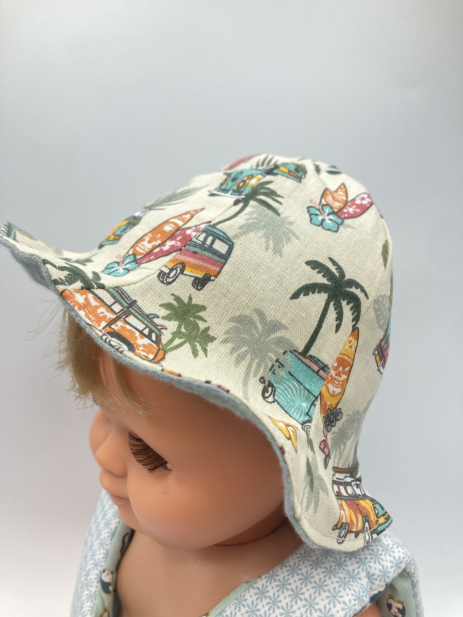 bob chapeau bébé coton été artisanal van surf beige