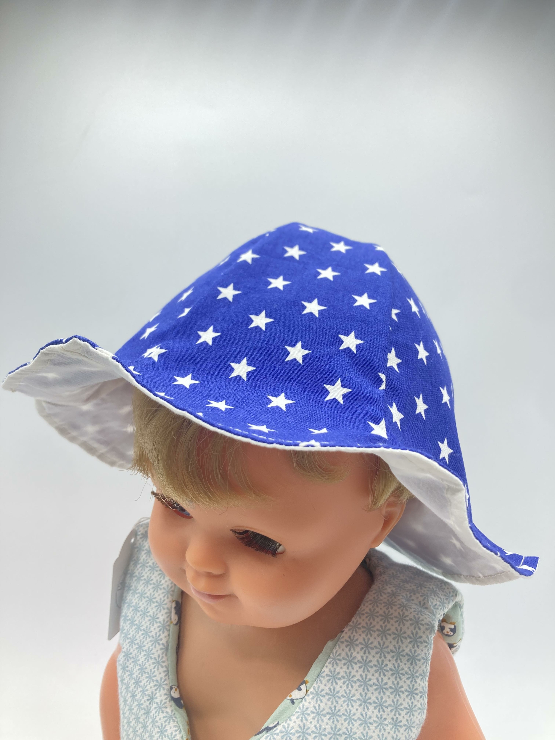 bob chapeau bébé coton été artisanal etoiles bleu blanc