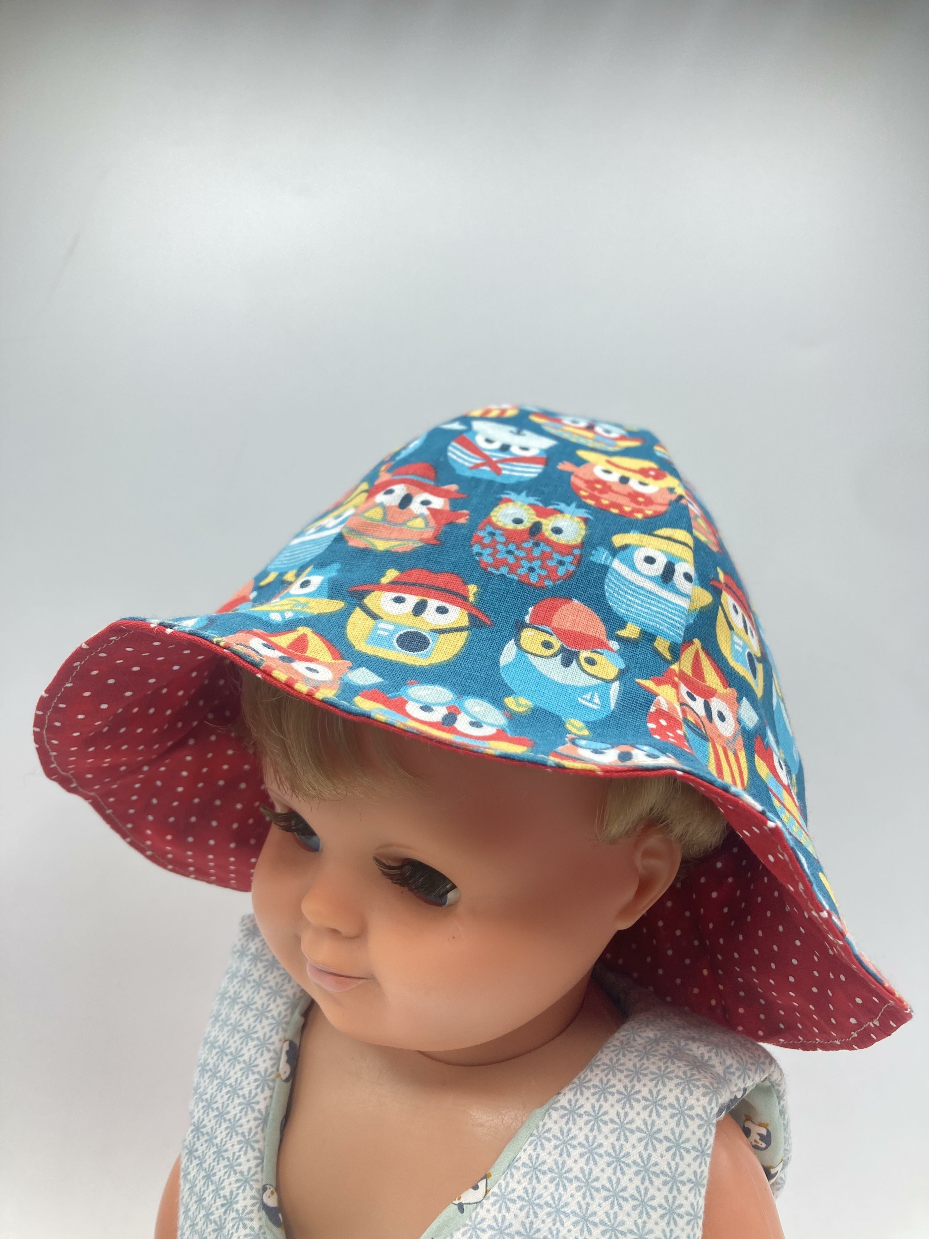 bob chapeau bébé coton été artisanal chouettes