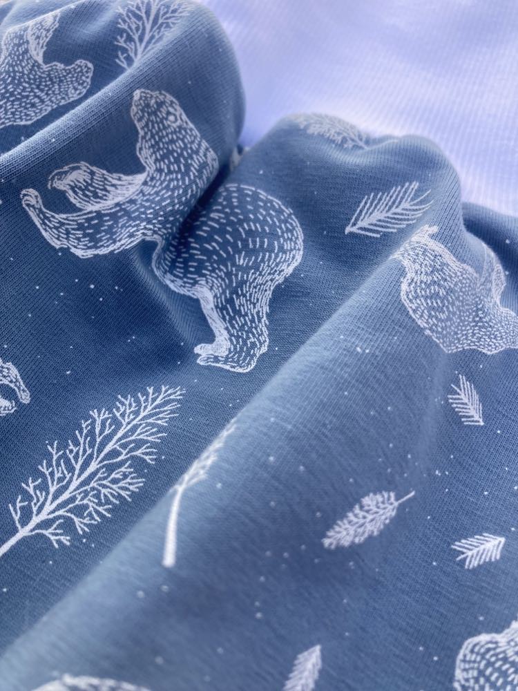 sarouel artisanal bébé coton jersey ours polaire banquise blan bleu