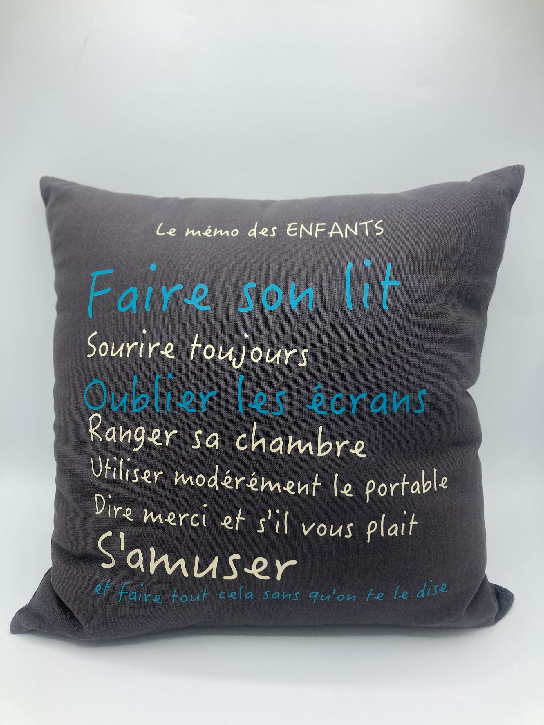 coussin mémo enfants marron