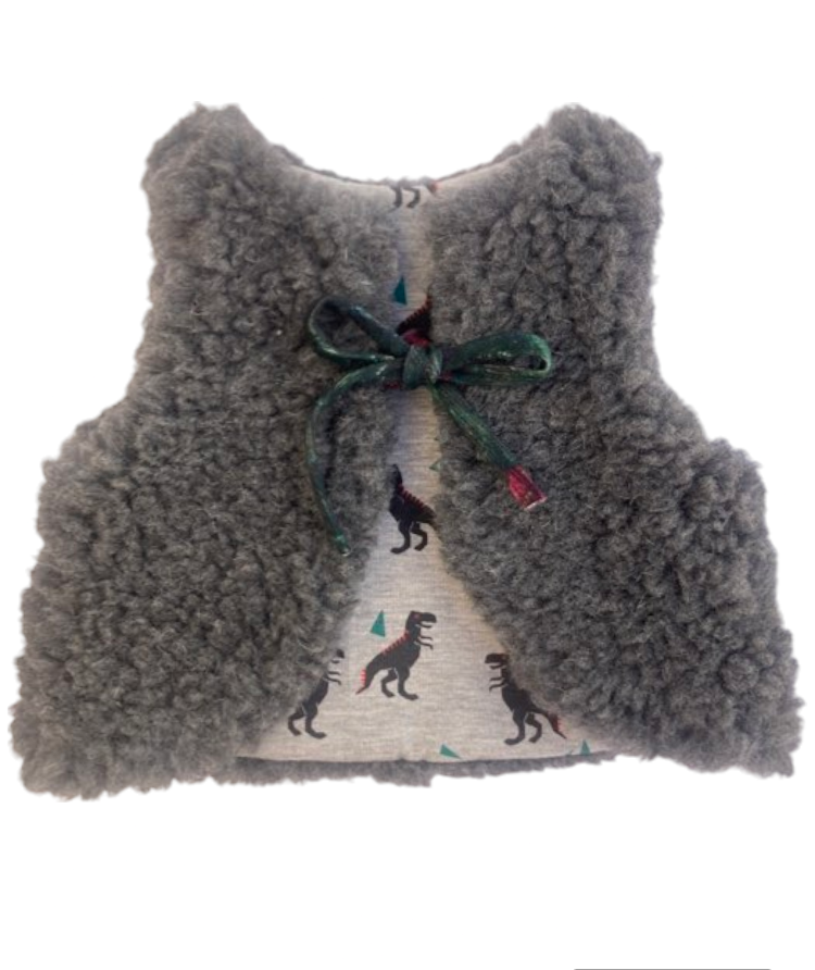 gilet bébé berger mouton pyrénées feuillages rose motif lien bleu(4)