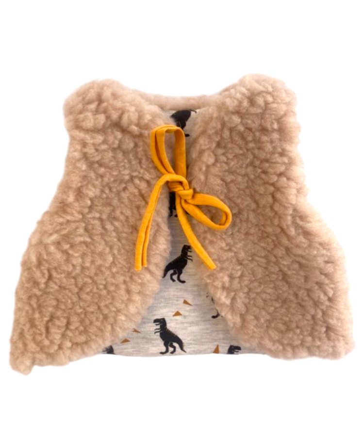 gilet bébé berger mouton pyrénées feuillages rose motif lien bleu(2)