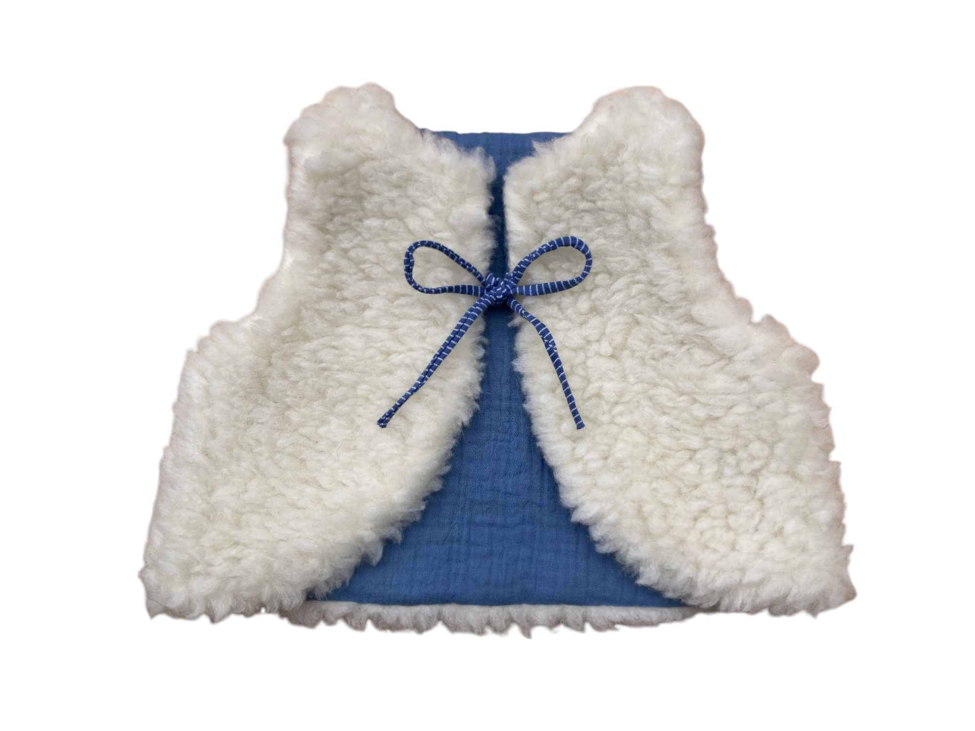 gilet mouton écru bebe gaze bleu jean