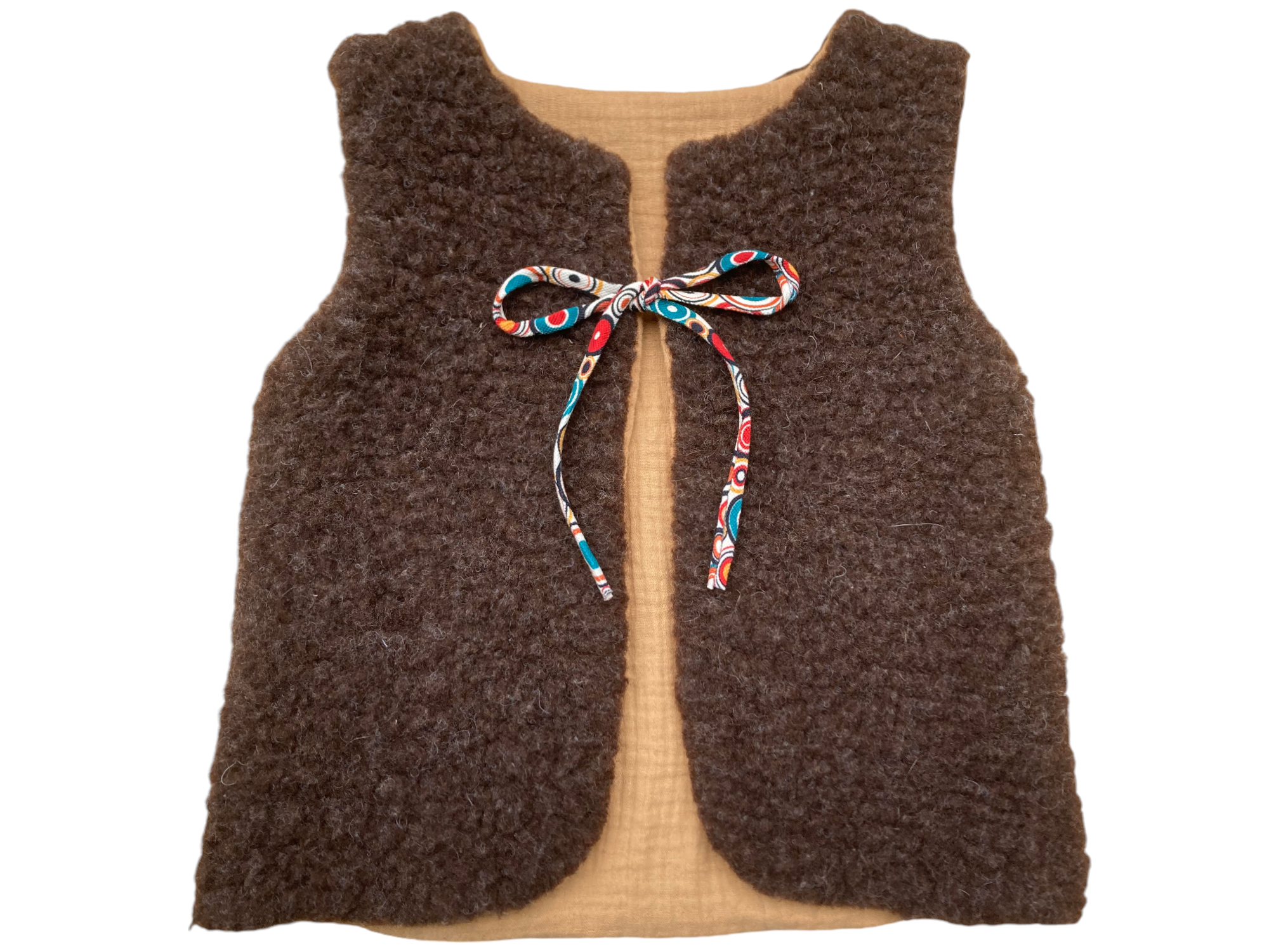 gilet mouton marron enfant gaze camel