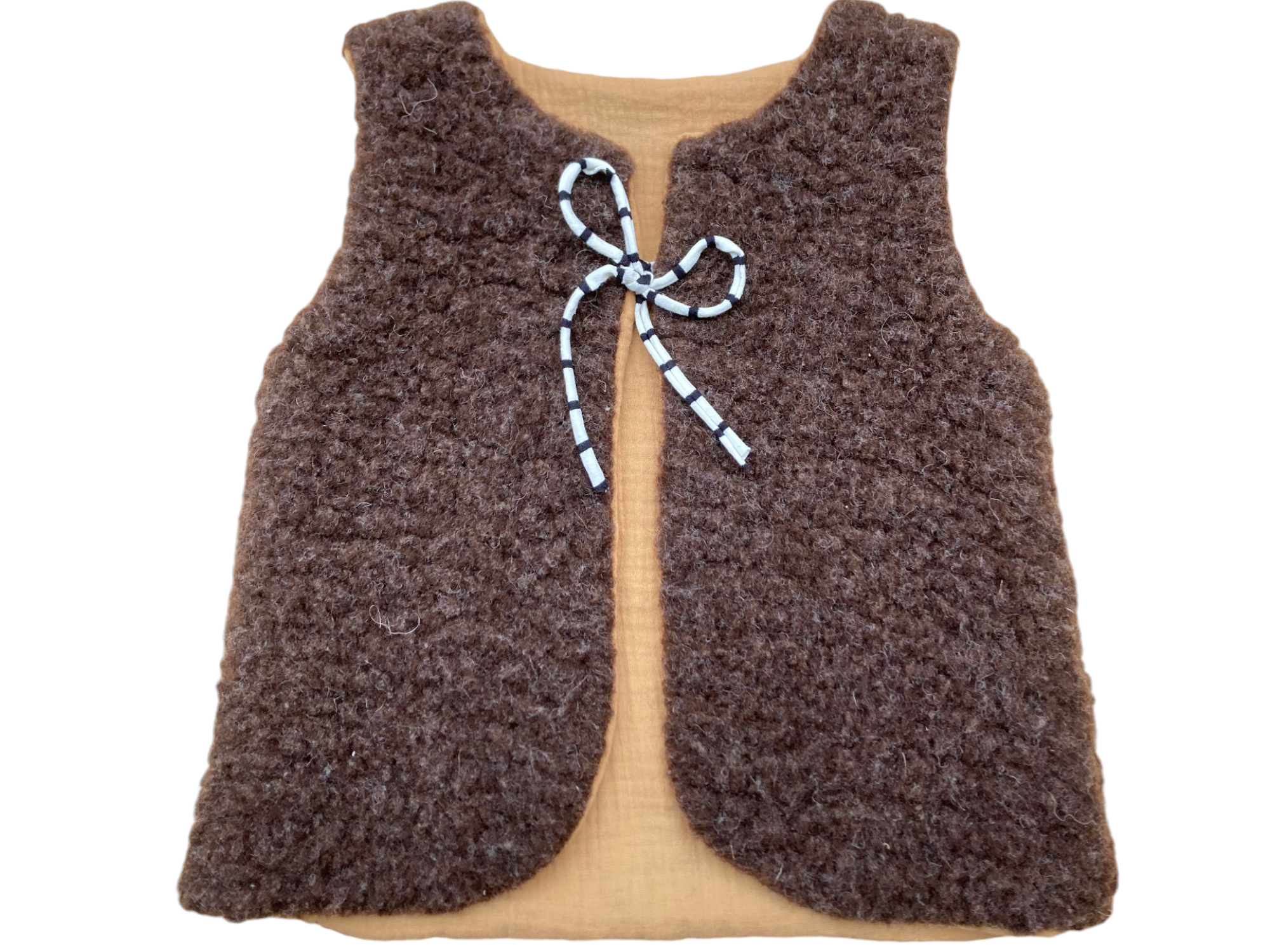 gilet mouton marron enfant gaze camel rayé marin