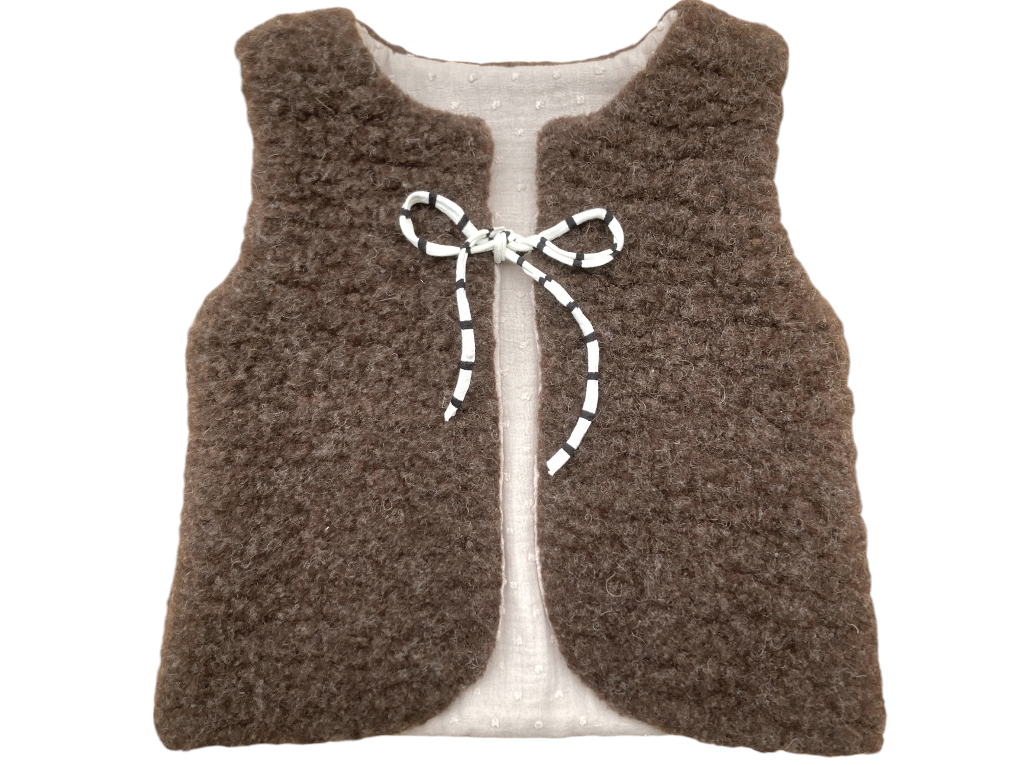 gilet mouton marron enfant gaze plumetis beige rayé marin