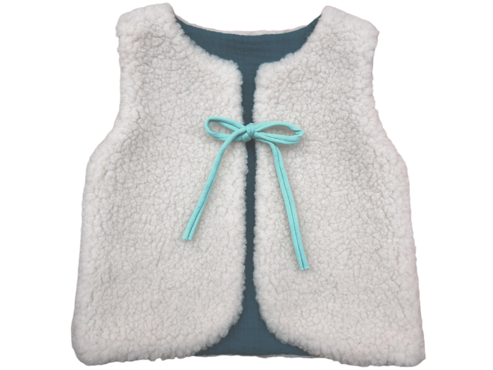 gilet mouton ecru enfant gaze bleu paon(1)