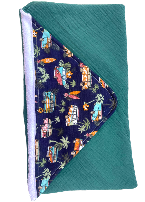 cape bain bambou gaze coton van surf bleu marine vert