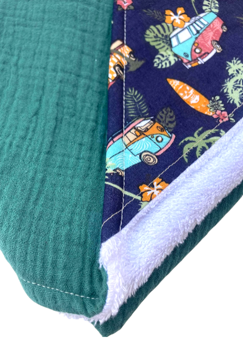 cape bain bambou gaze coton van surf bleu marine vert2