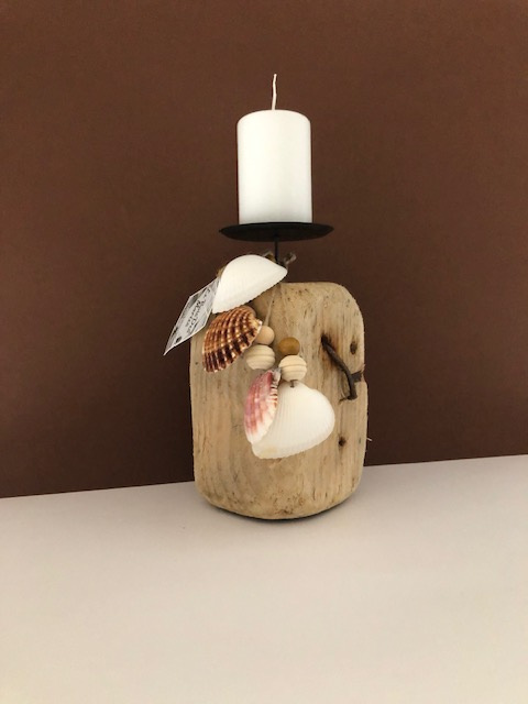 Bougeoir en bois flotté et bougie pour la Fête des Mères - Créateurs d'Occitanie