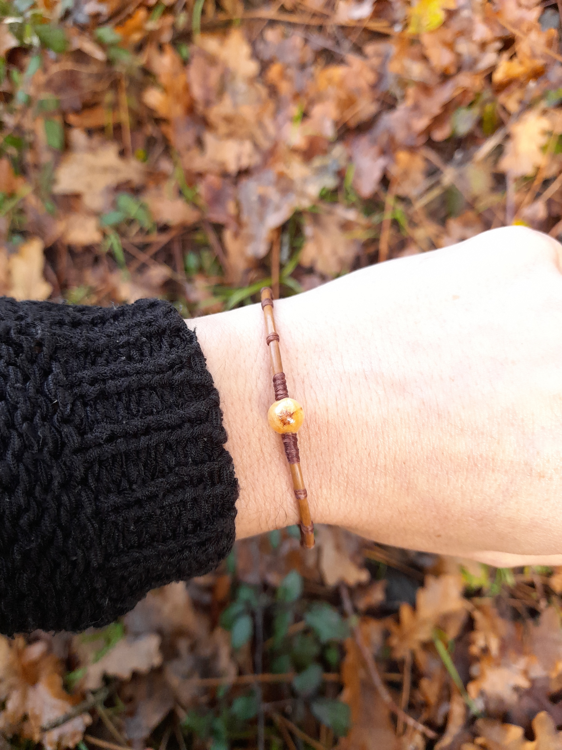 bracelet aiguille de pin et bois de pin artisanal landes