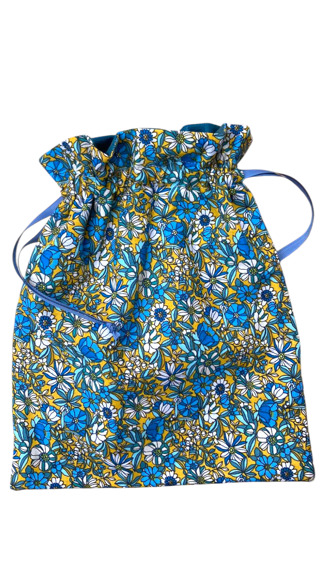 sac maillot interieur lin enduit fleuri jaune bleu surf