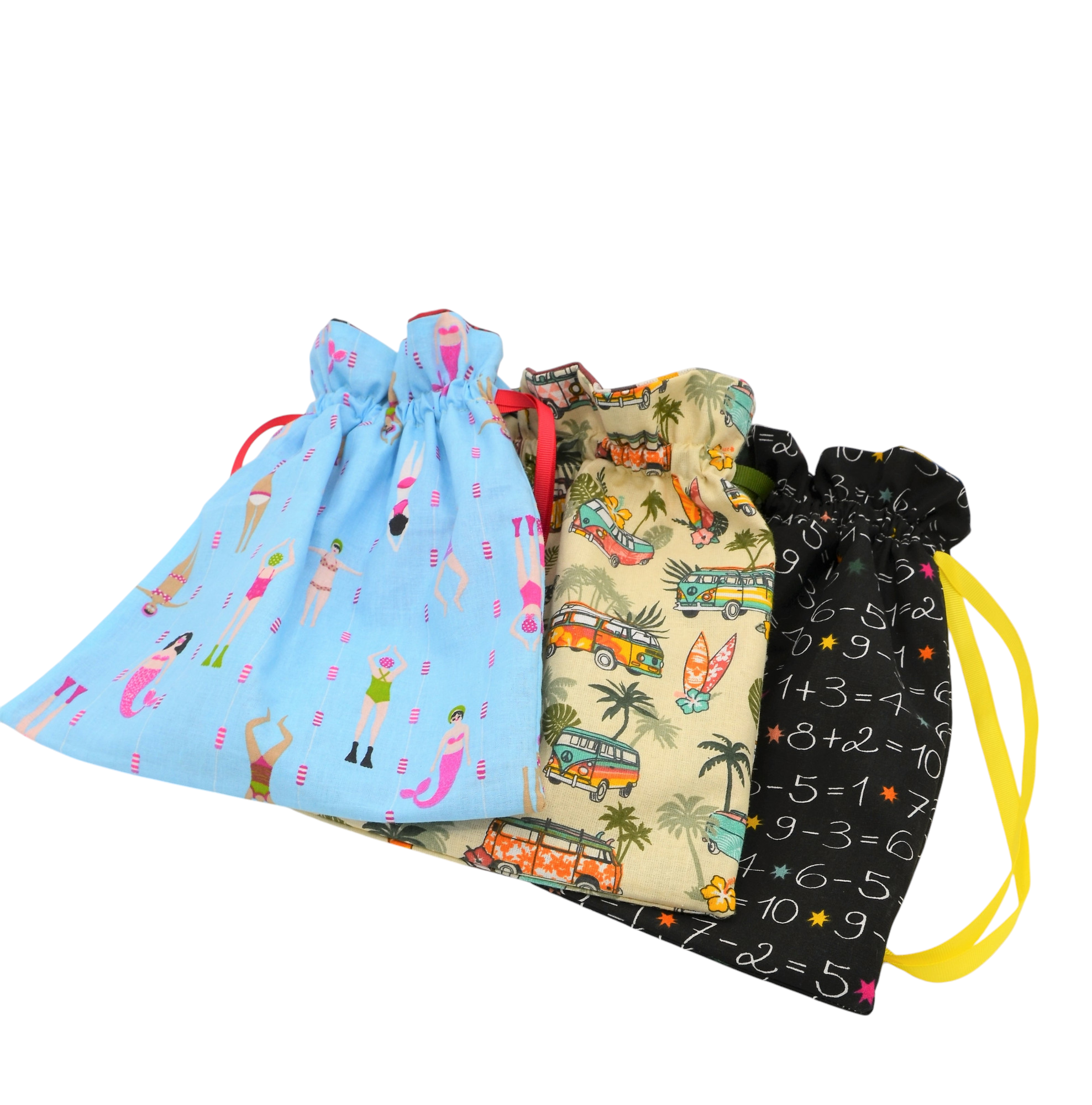 sac maillot de bain mouillé artisanal coton et lin enduit plage piscine ardoise van combi sirènes