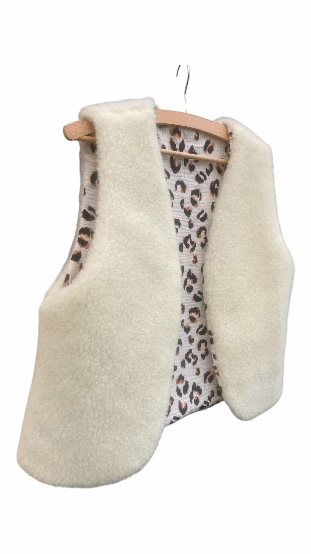 gilet berger laine mouton naturel france ecru léopard beige reversible adulte mixte