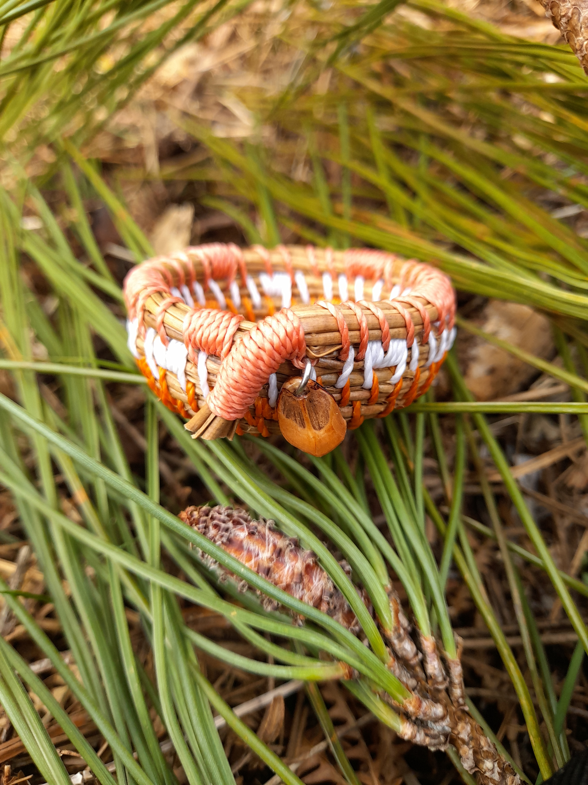 corbeille mini aiguille pin tressée landes orange2