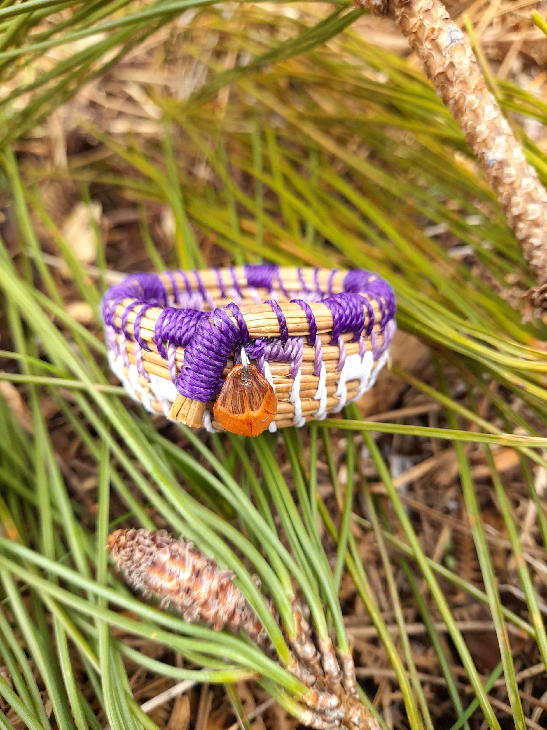 corbeille mini aiguille pin tressée landes violet