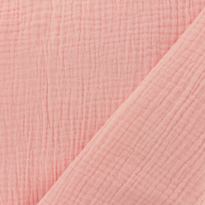 Tissu double gaze de coton - rose blush