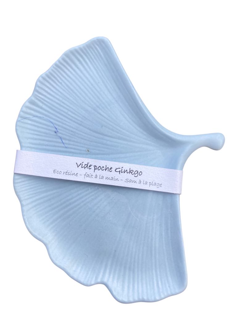 vide poche feuille ginkgo jesmonite bleu clair
