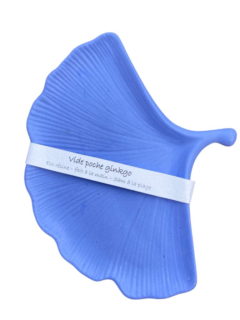vide poche feuille ginkgo jesmonite bleu