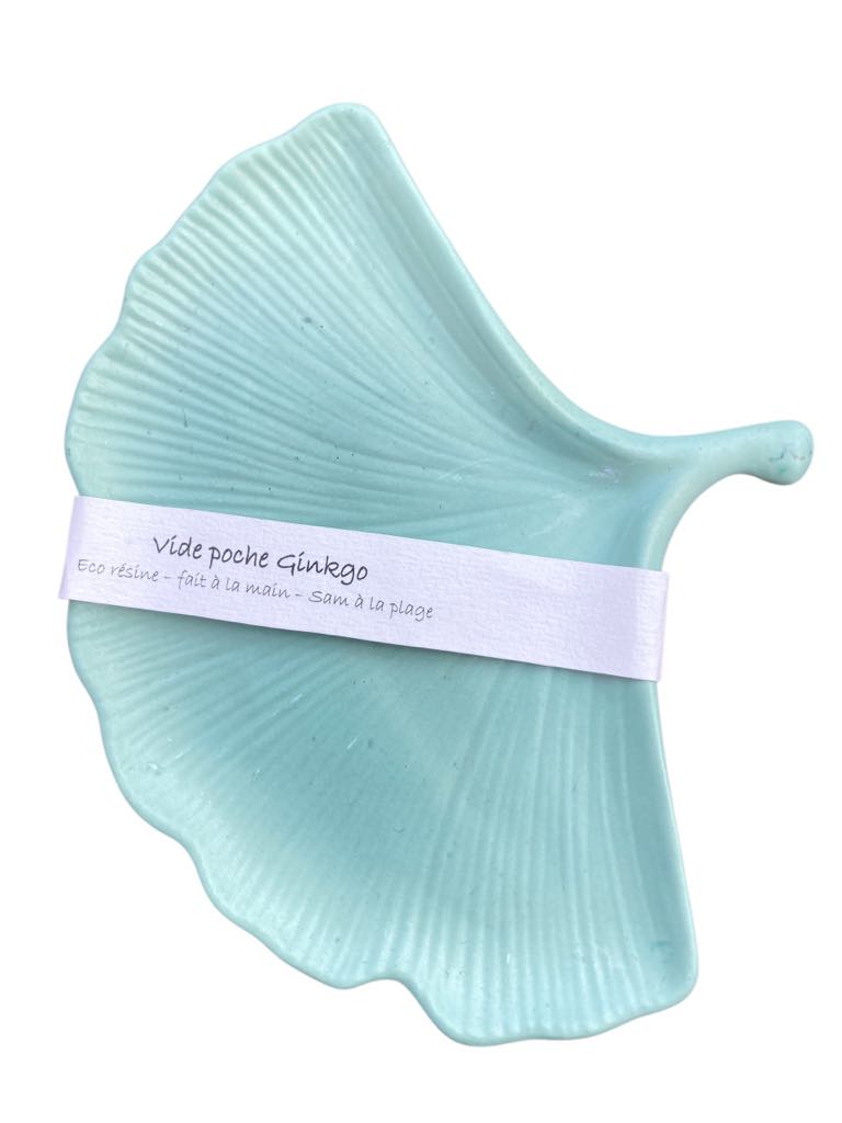 vide poche feuille ginkgo jesmonite vert