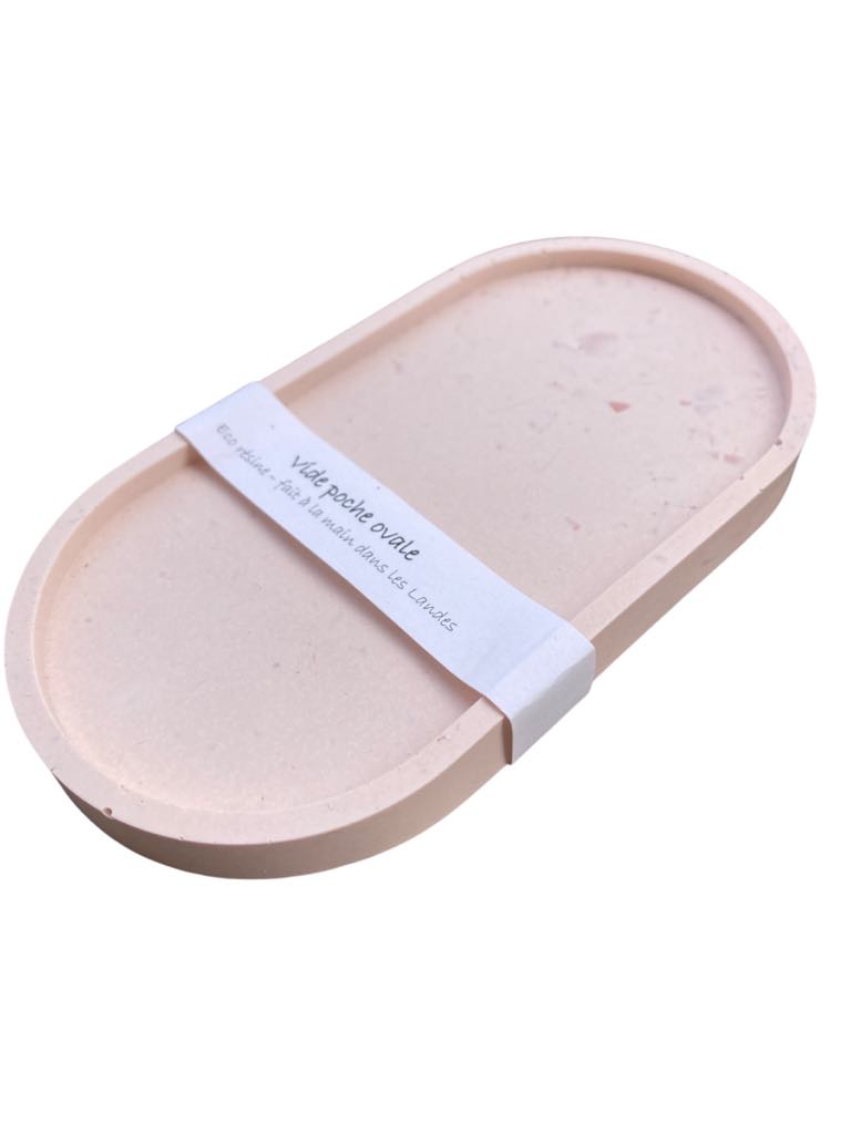 vide poche jesmonite ovale beige rosé