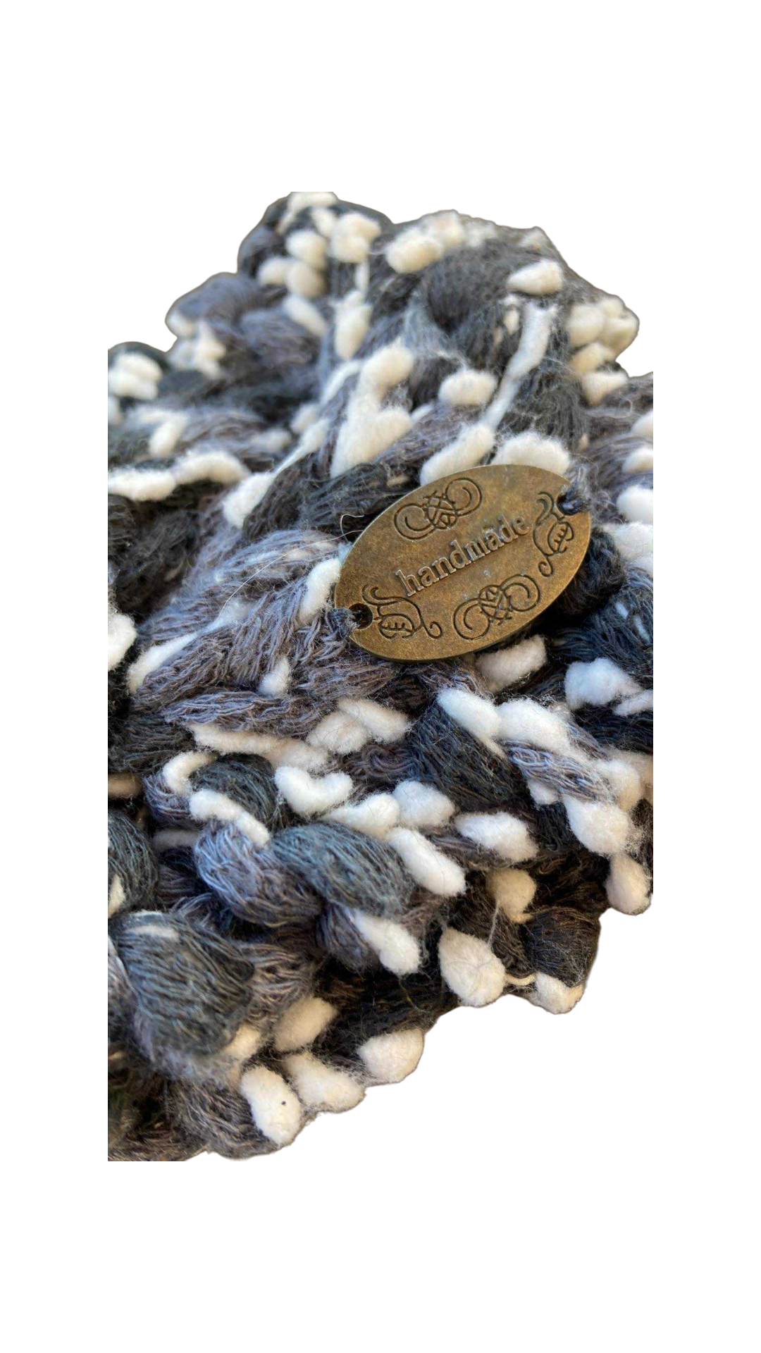 bandeau tricoté main torsade coton gris(2)