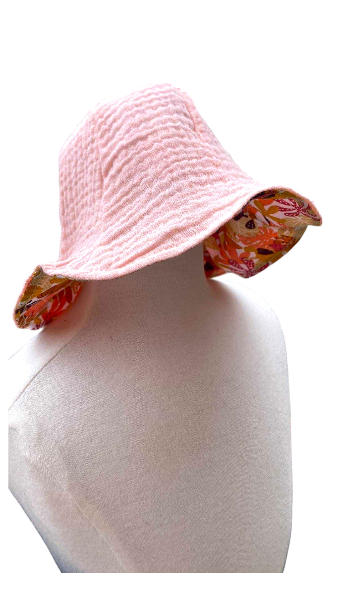 BOB61 1-6 et BOB63 6-12m chapeau bob réversible coton rose jungle-4