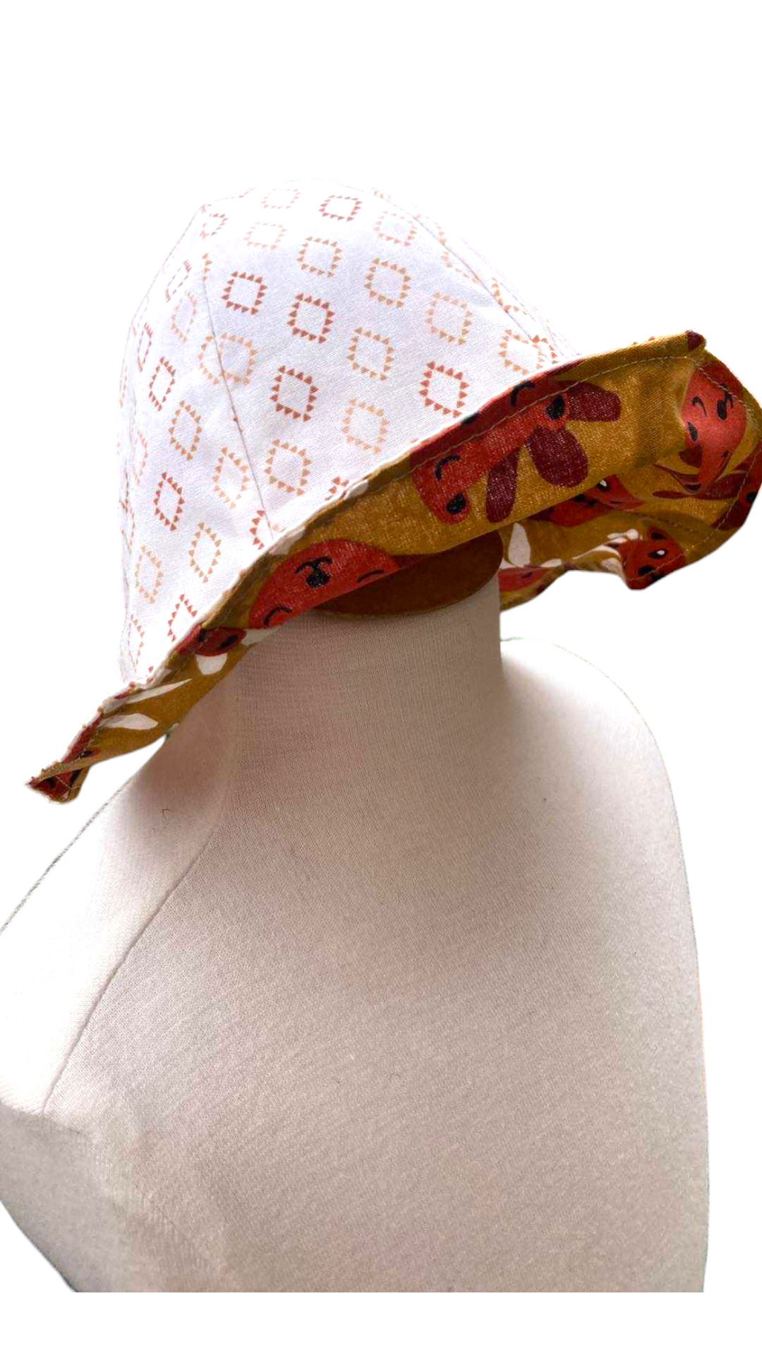 BOB15 1-6m chapeau bob réversible coton losange ecureuil-3