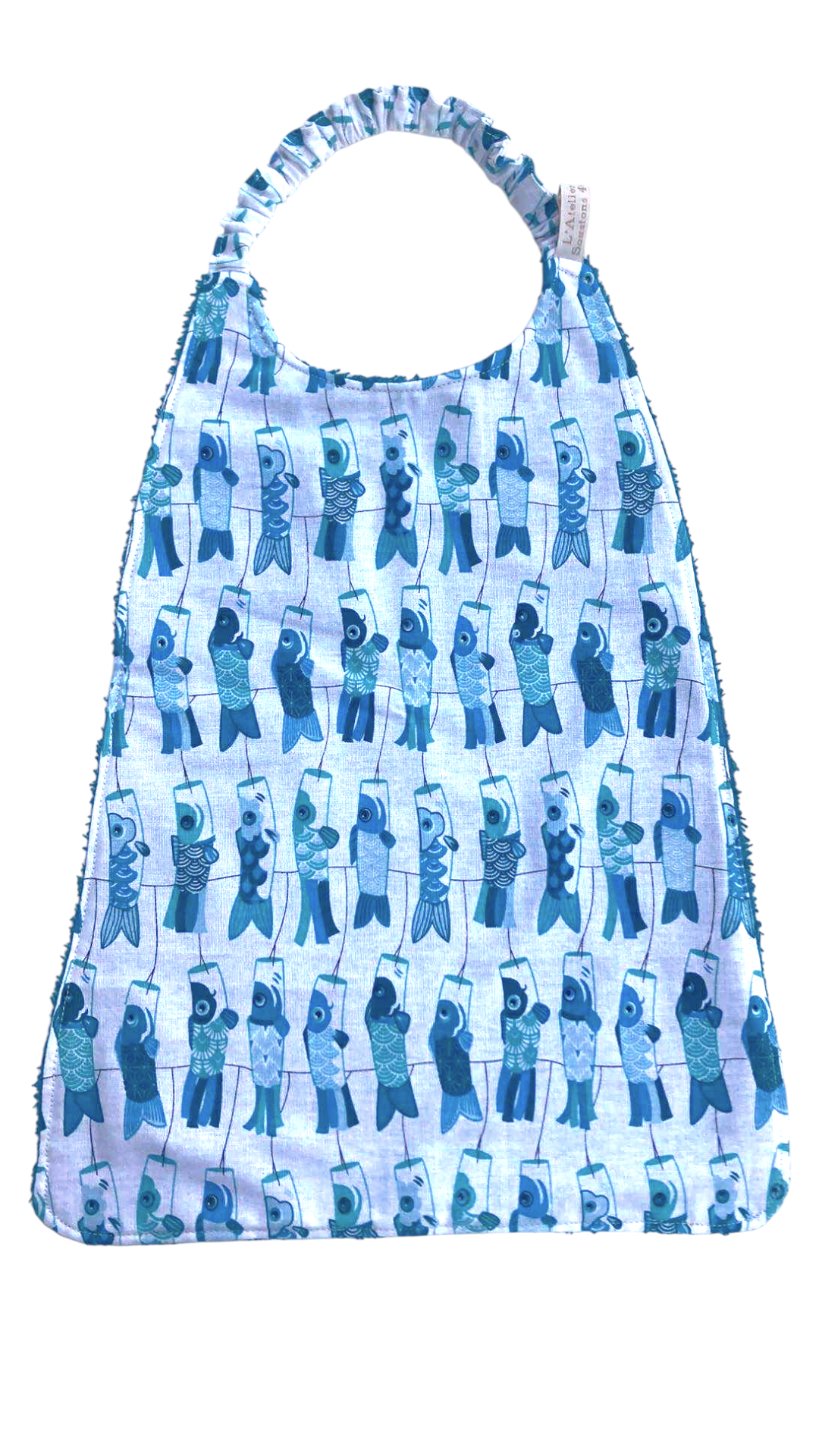 Serviette repas cantine maternelle lanterne poisson bleu