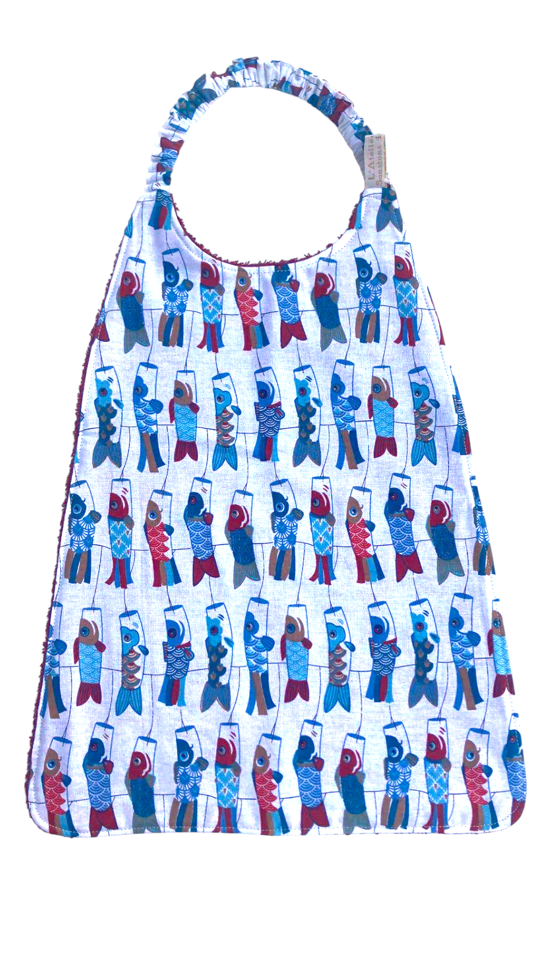 Serviette repas cantine maternelle poissons lanterne rouge