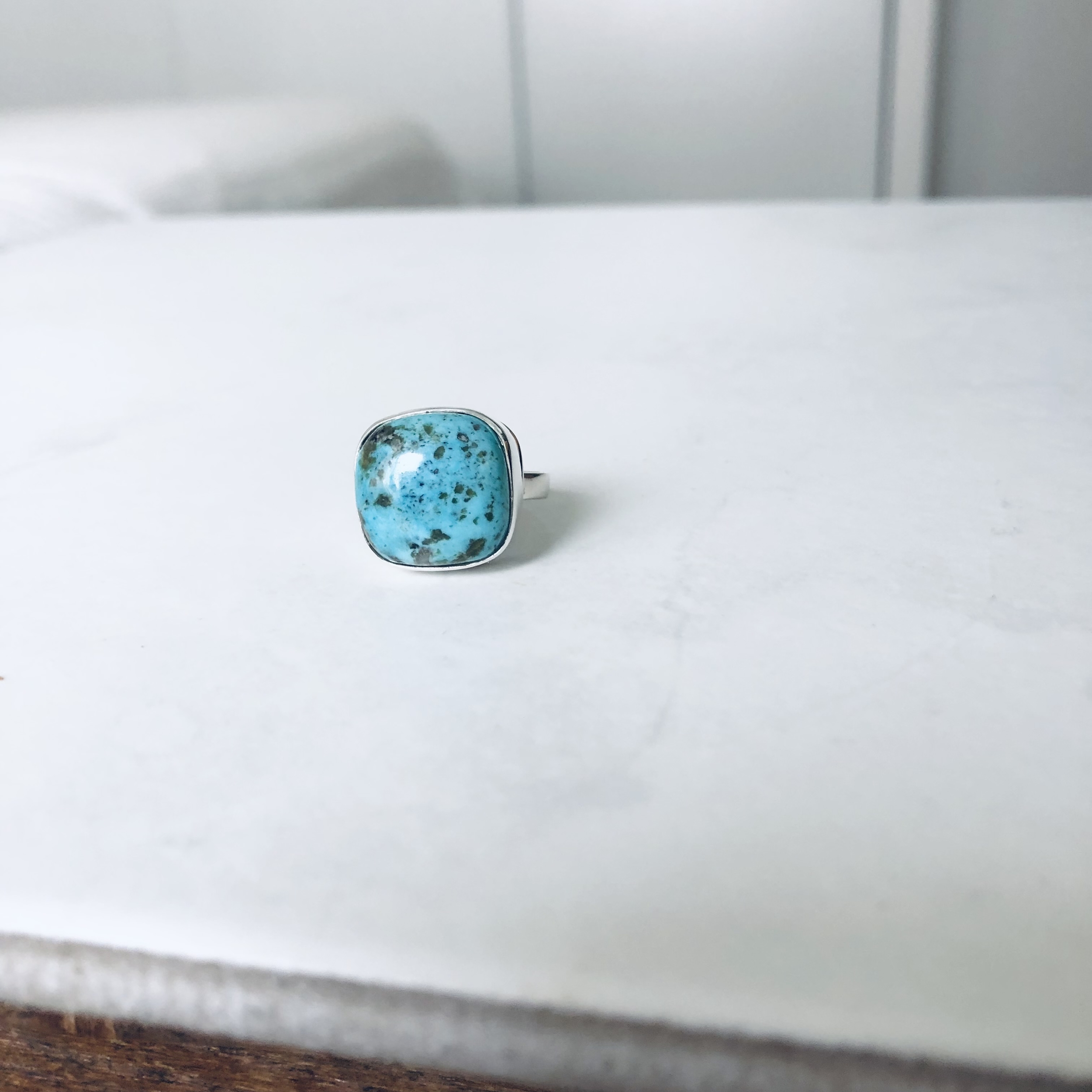 bague artisanale argent 925 et turquoise réglable