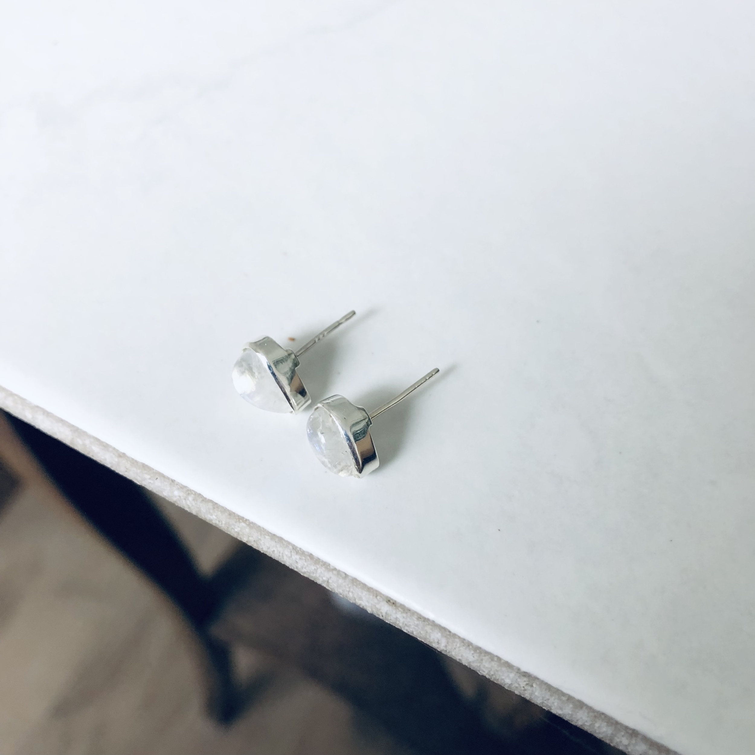 boucle oreille puce argent artisanale pierre lune