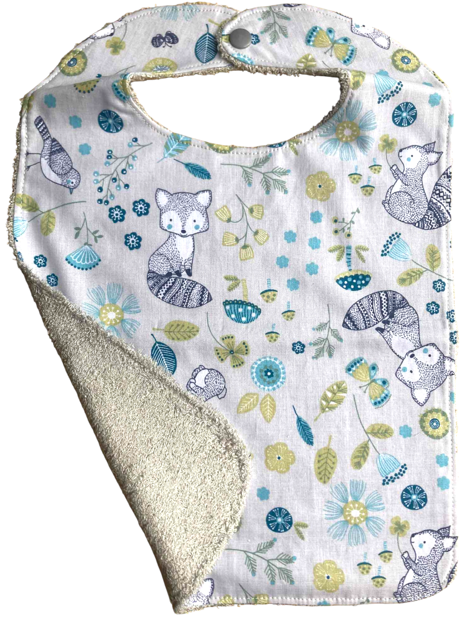 bavoir eponge bambou coton animaux gris