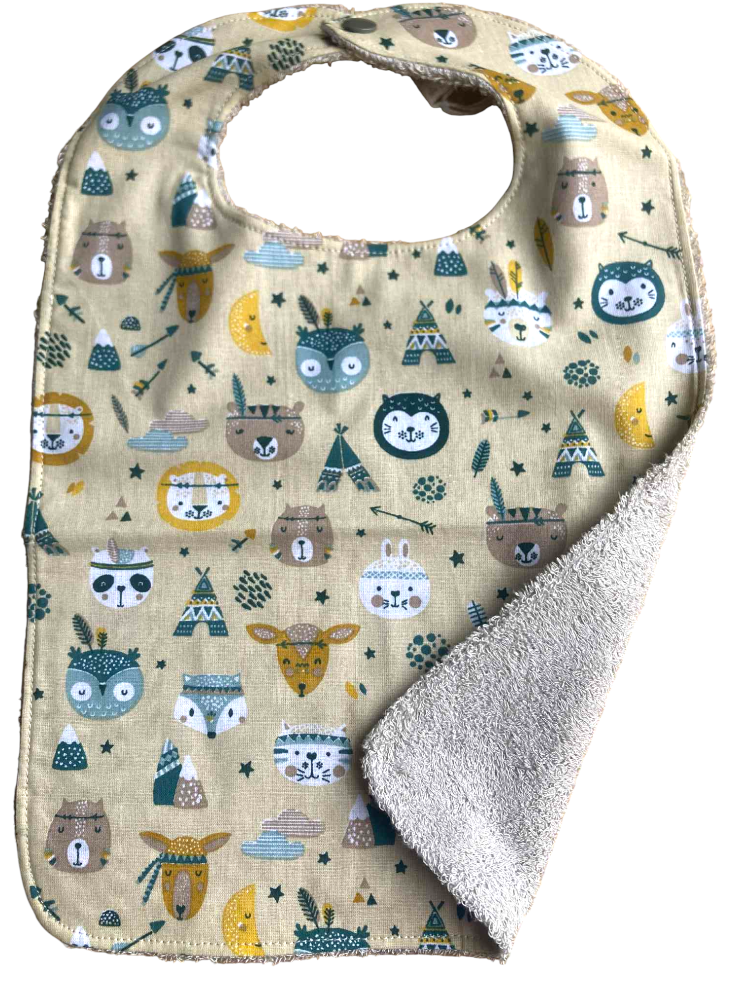 bavoir eponge bambou coton animaux sioux