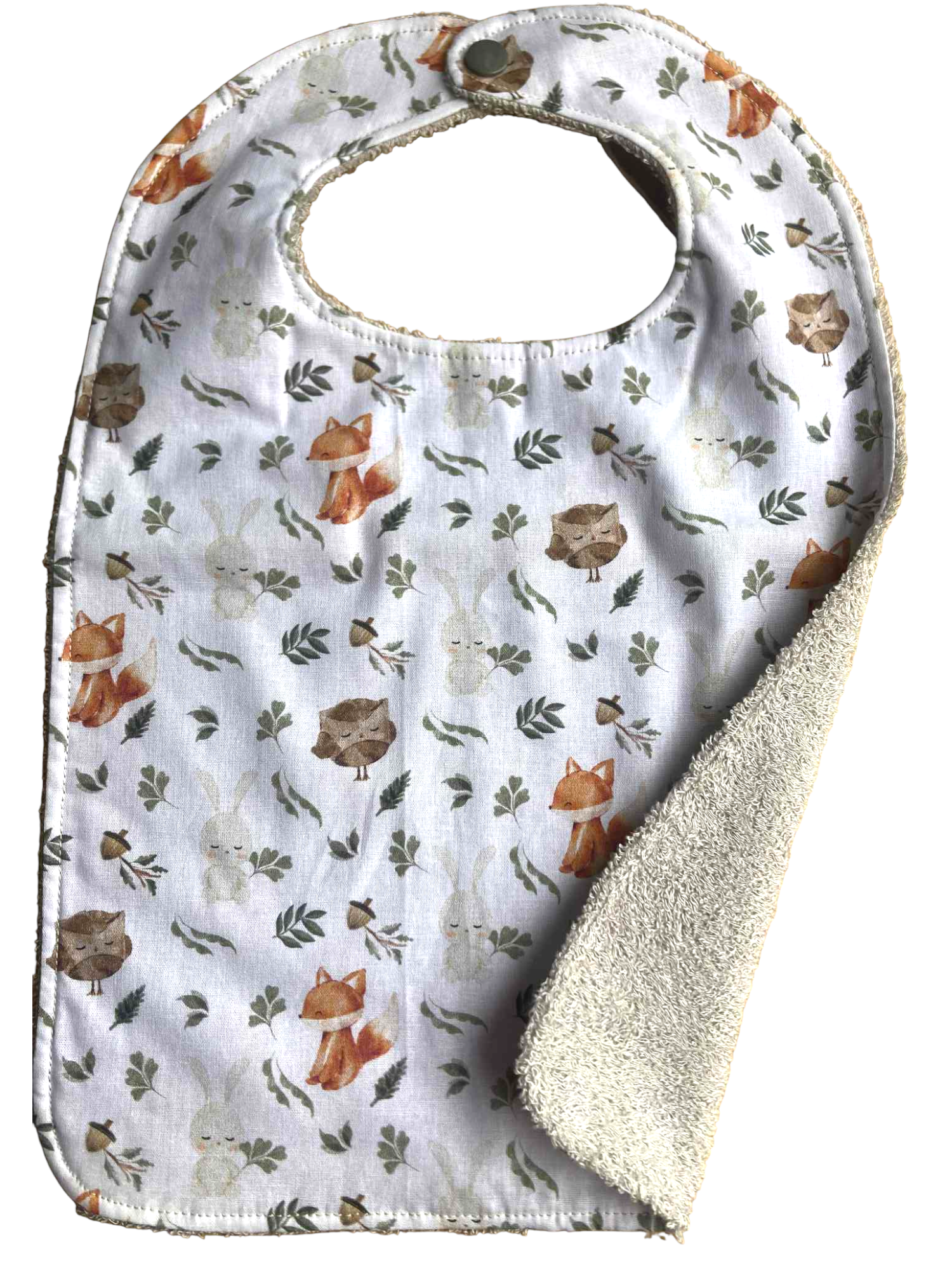 bavoir eponge bambou coton renards animaux