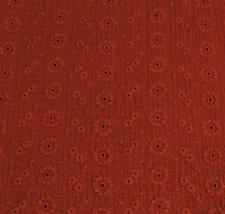 gaze brodée rouille
